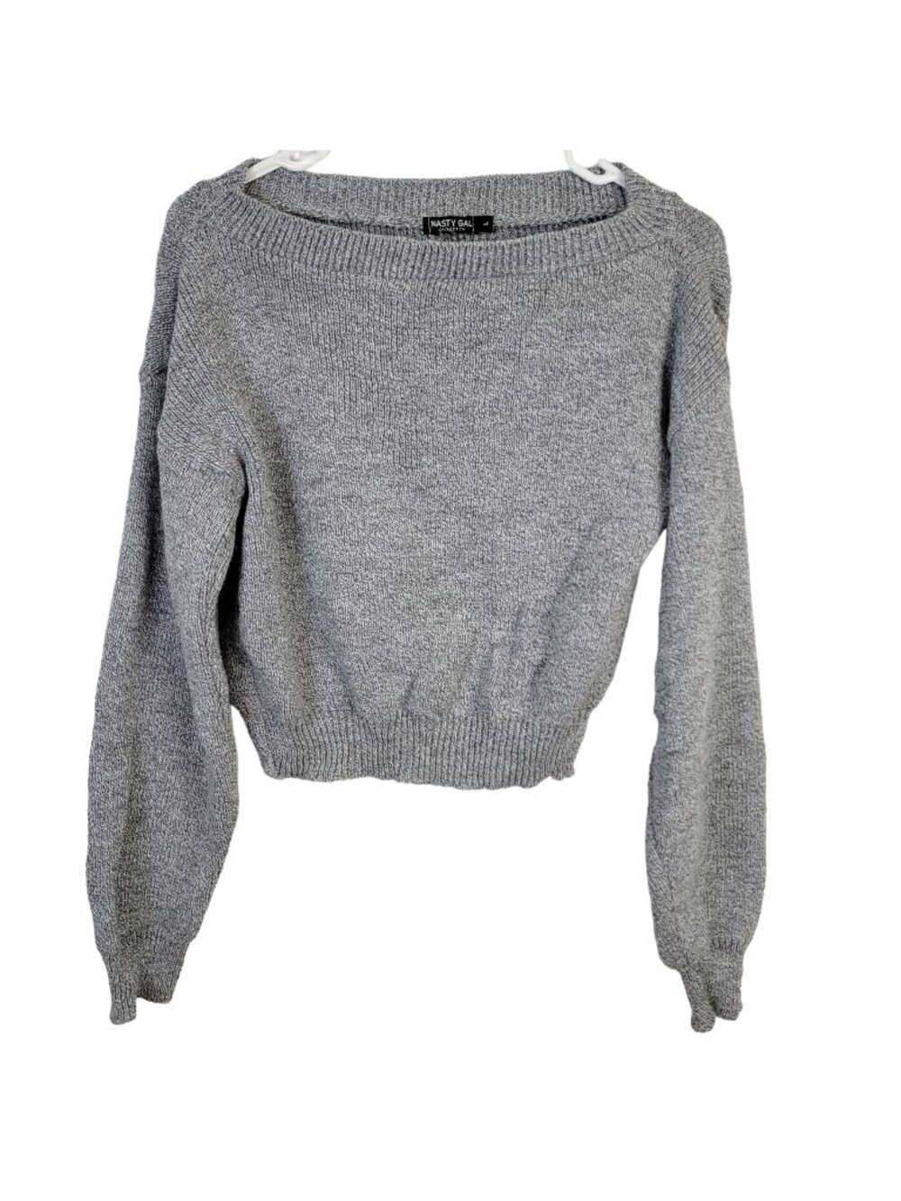 Nasty Gal Retro Sweater Women Large Knit Top Shirt Gray 70s 80s Winter Spring 12
